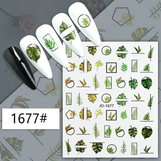 Wild Greenery Nail Stickers Sheet (JO-1677)