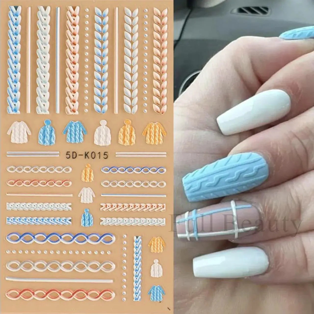 Winter And Sweaters Themed 5D Nail Art Sticker Sheets (5D-K015)