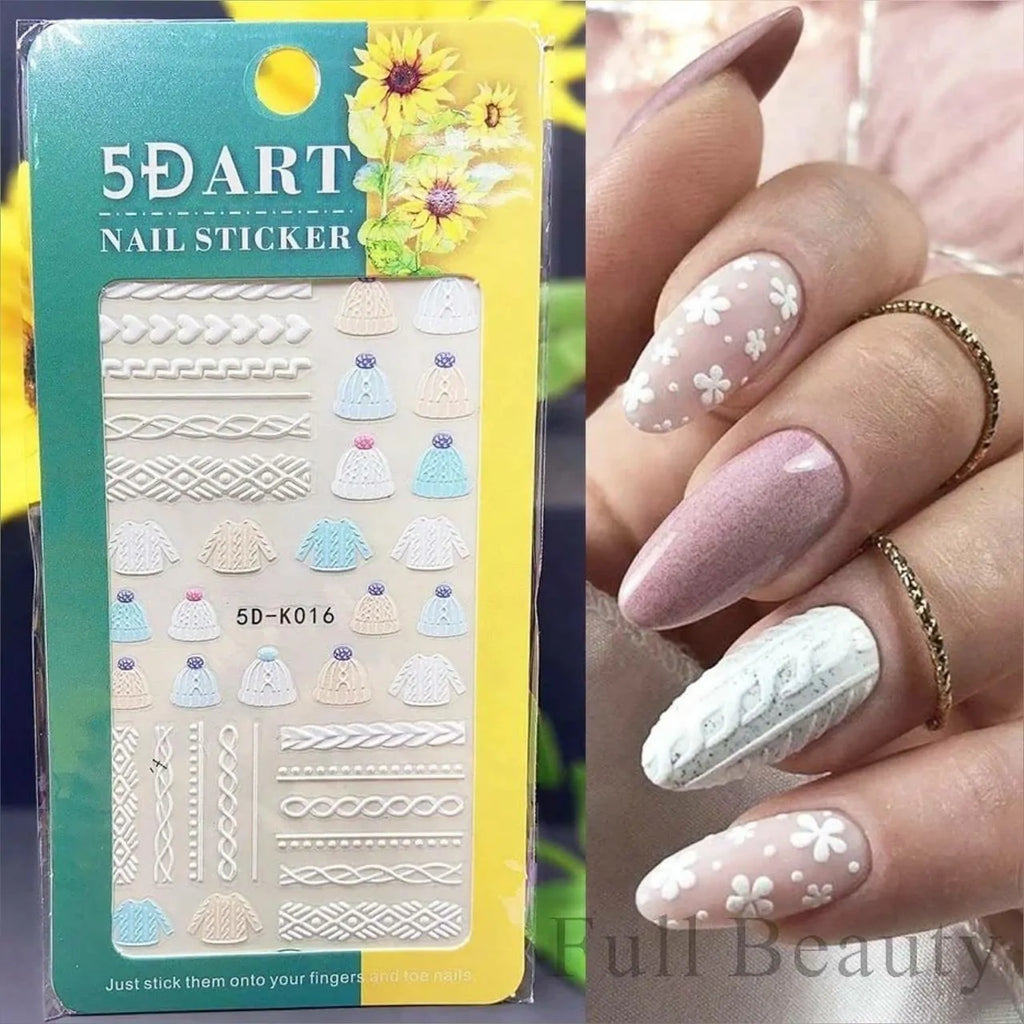 Winter And Sweaters Themed 5D Nail Art Sticker Sheets (5D-K016)