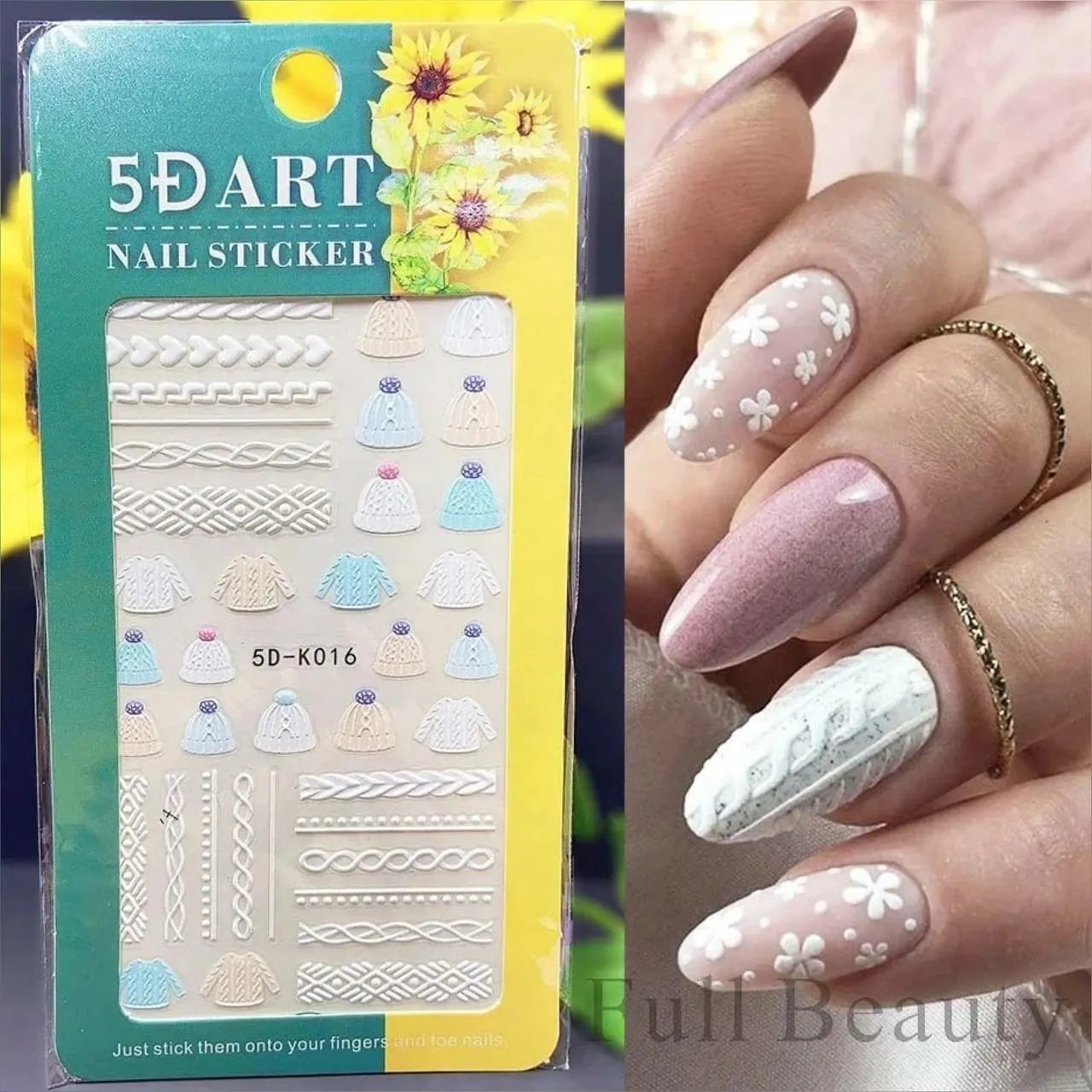 Winter And Sweaters Themed 5D Nail Art Sticker Sheets (5D-K016)