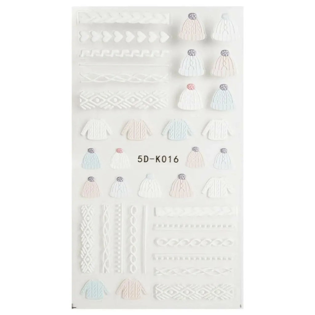 Winter And Sweaters Themed 5D Nail Art Sticker Sheets (5D-K016)