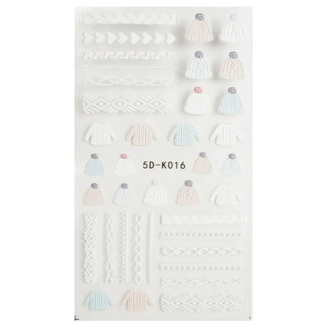 Winter And Sweaters Themed 5D Nail Art Sticker Sheets (5D-K016)