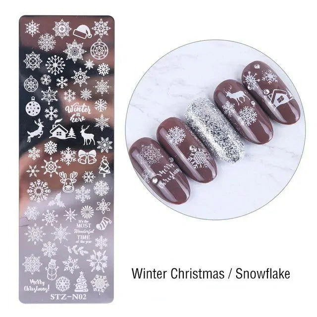 Snowflakes And Christmas Nail Stamping Plate (XY-N02)