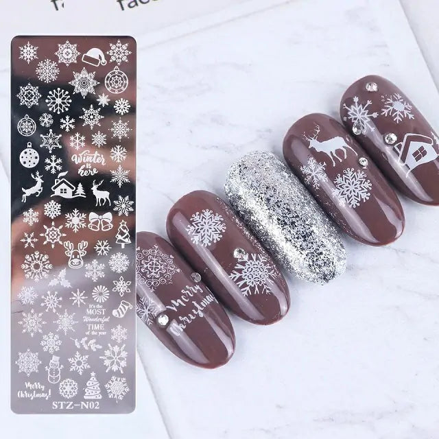 Snowflakes And Christmas Nail Stamping Plate (XY-N02)
