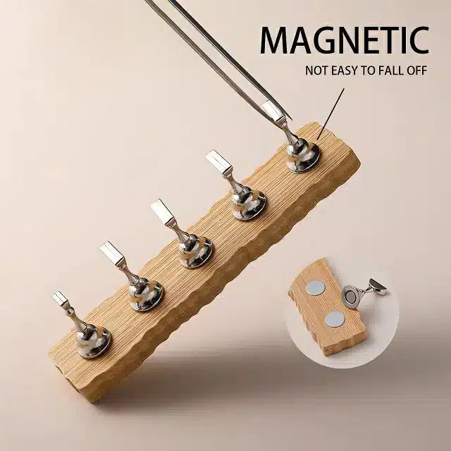Wooden Base Magnetic Nail Display Stand