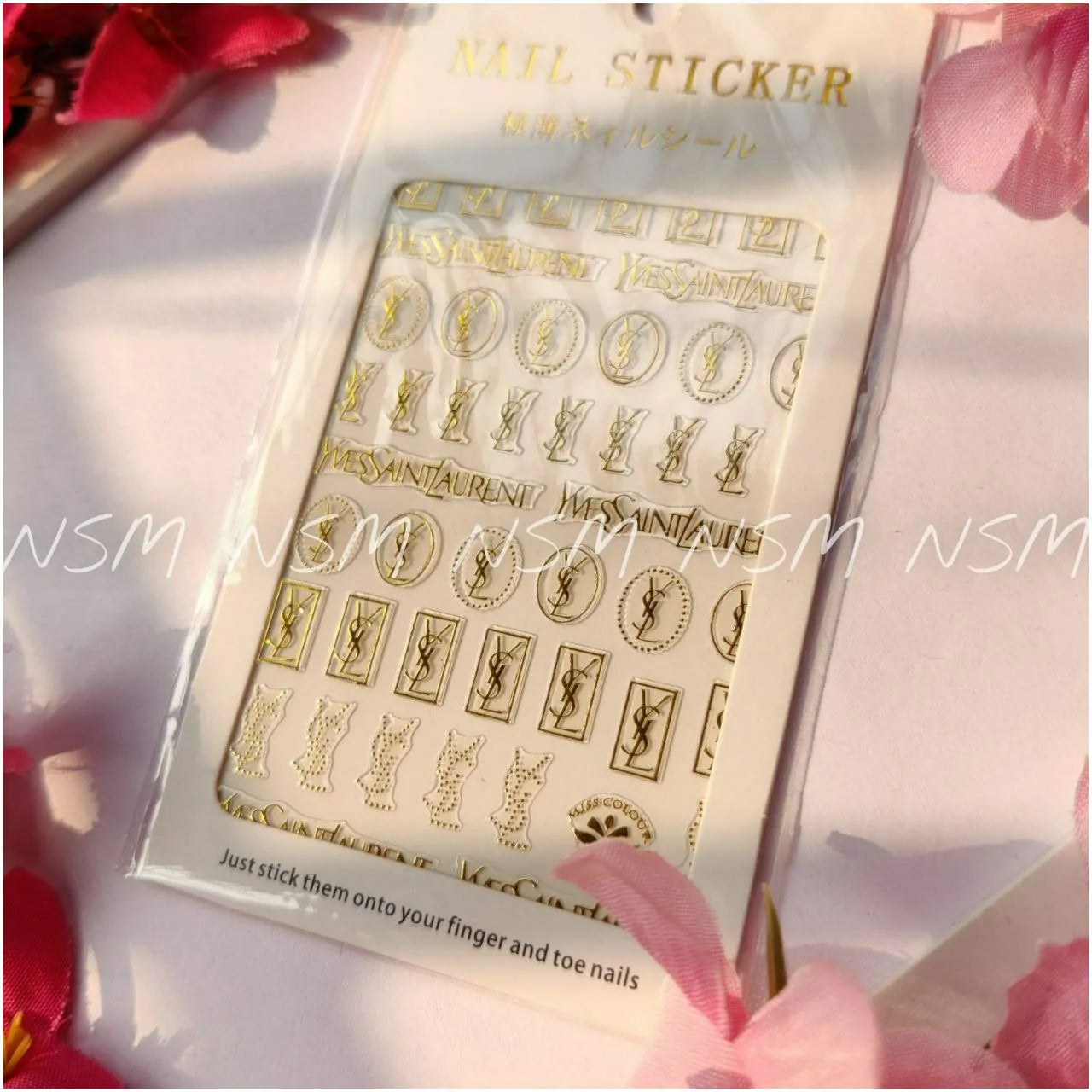 Yevs Saint Lauren Gold And Silver Brand Nail Art Sticker Sheets