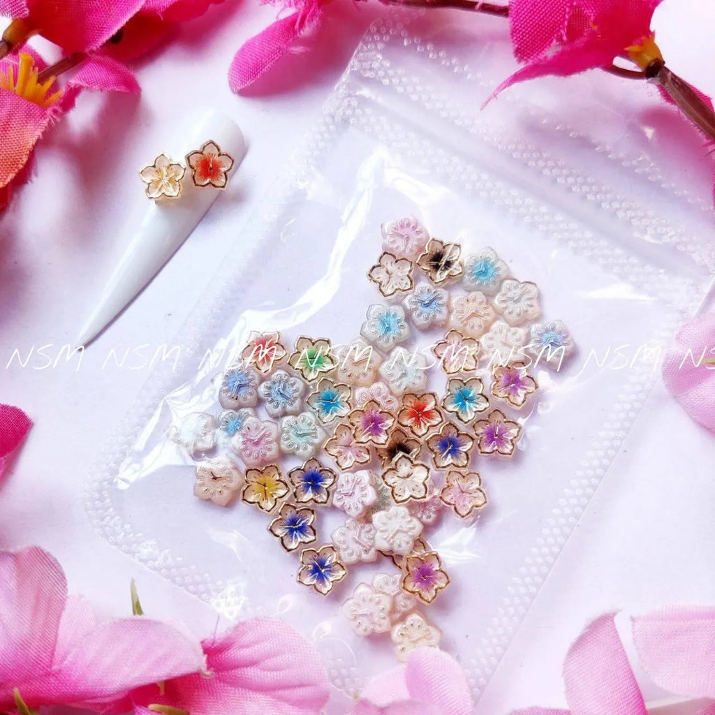 Multicolour Flowers Nail Charms