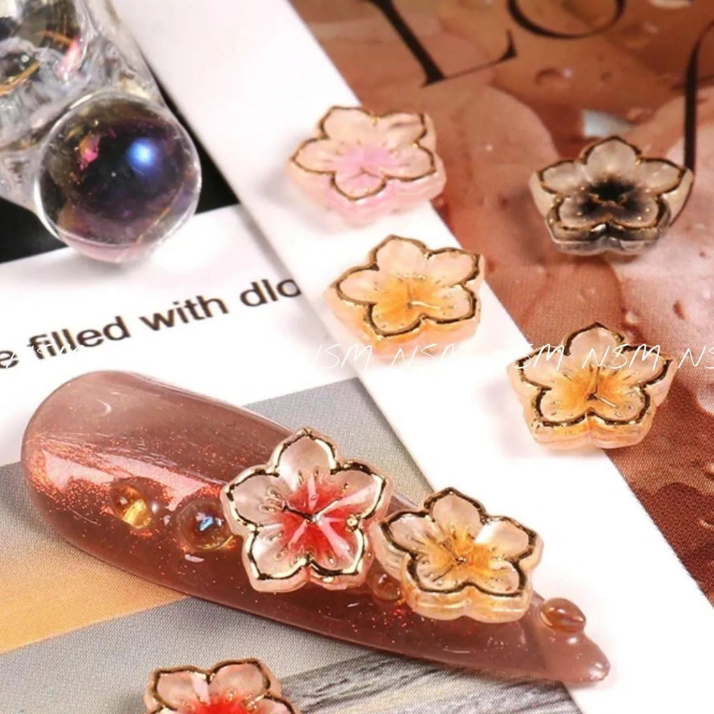 Multicolour Flowers Nail Charms