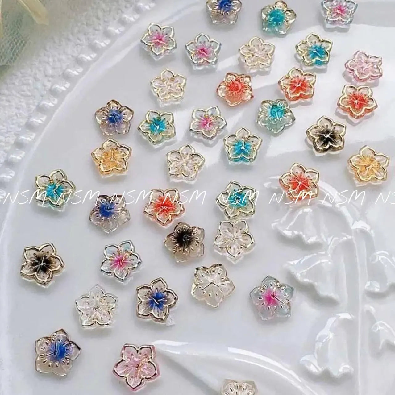 Multicolour Flowers Nail Charms