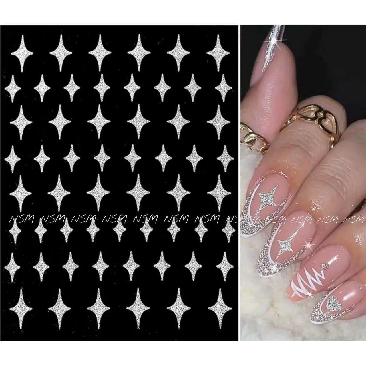 Starry Night Stars Reflective Glitter Sticker Sheets