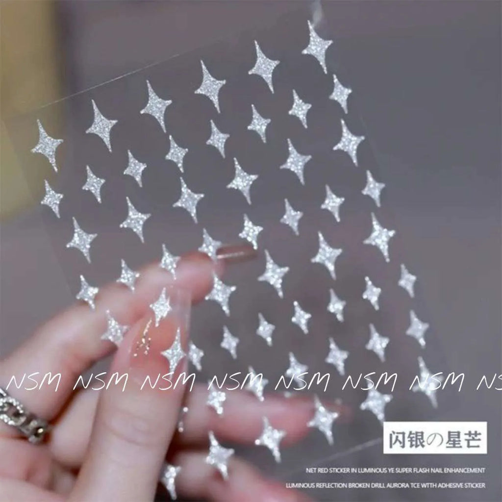 Starry Night Stars Reflective Glitter Sticker Sheets