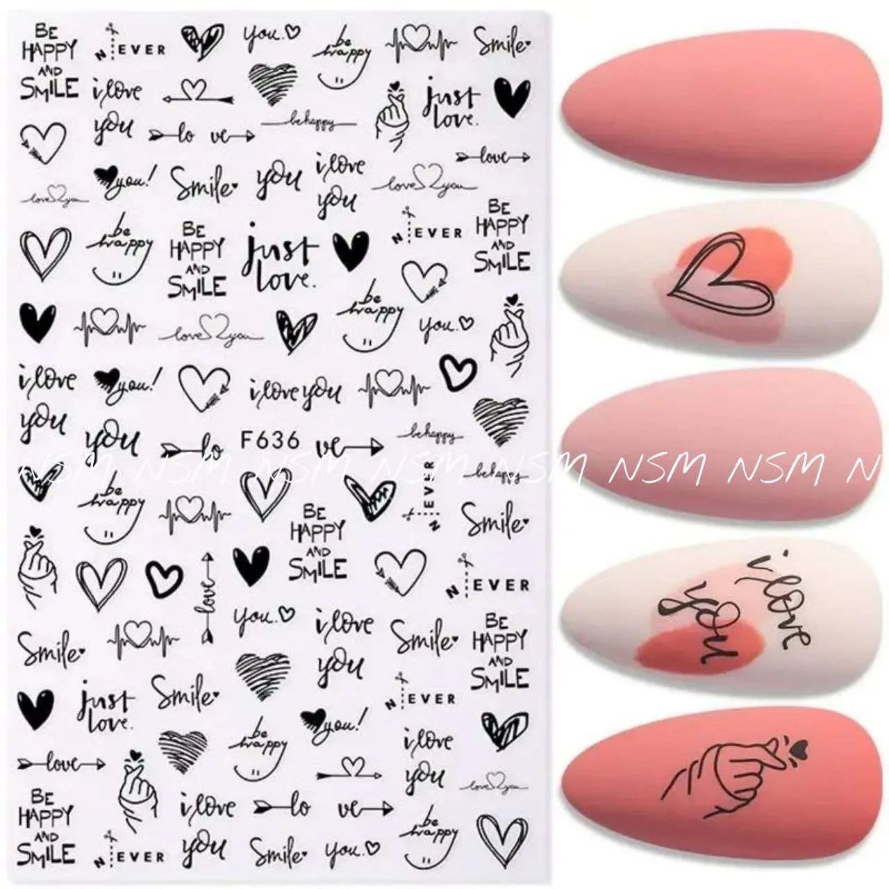 Valentine's Special Hearts, Love And Texts Sticker Sheets (F636)
