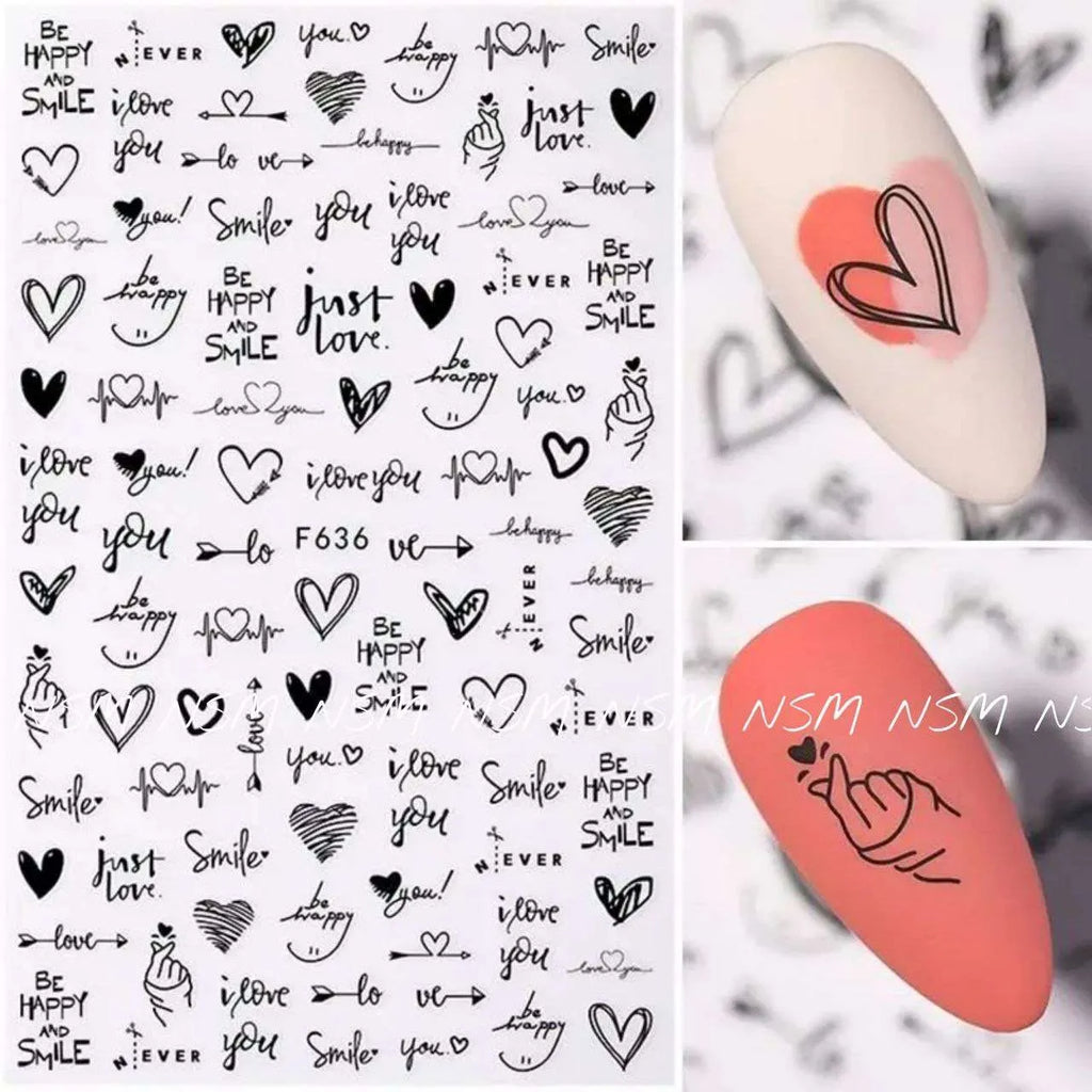 Valentine's Special Hearts, Love And Texts Sticker Sheets (F636)
