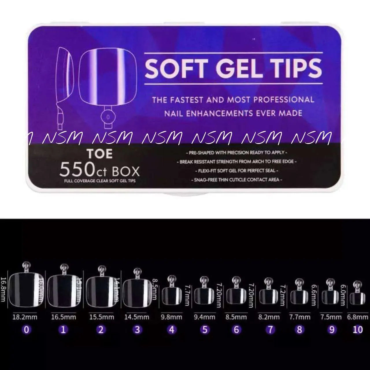 Toe Soft Gel Tips Box (550 tips)