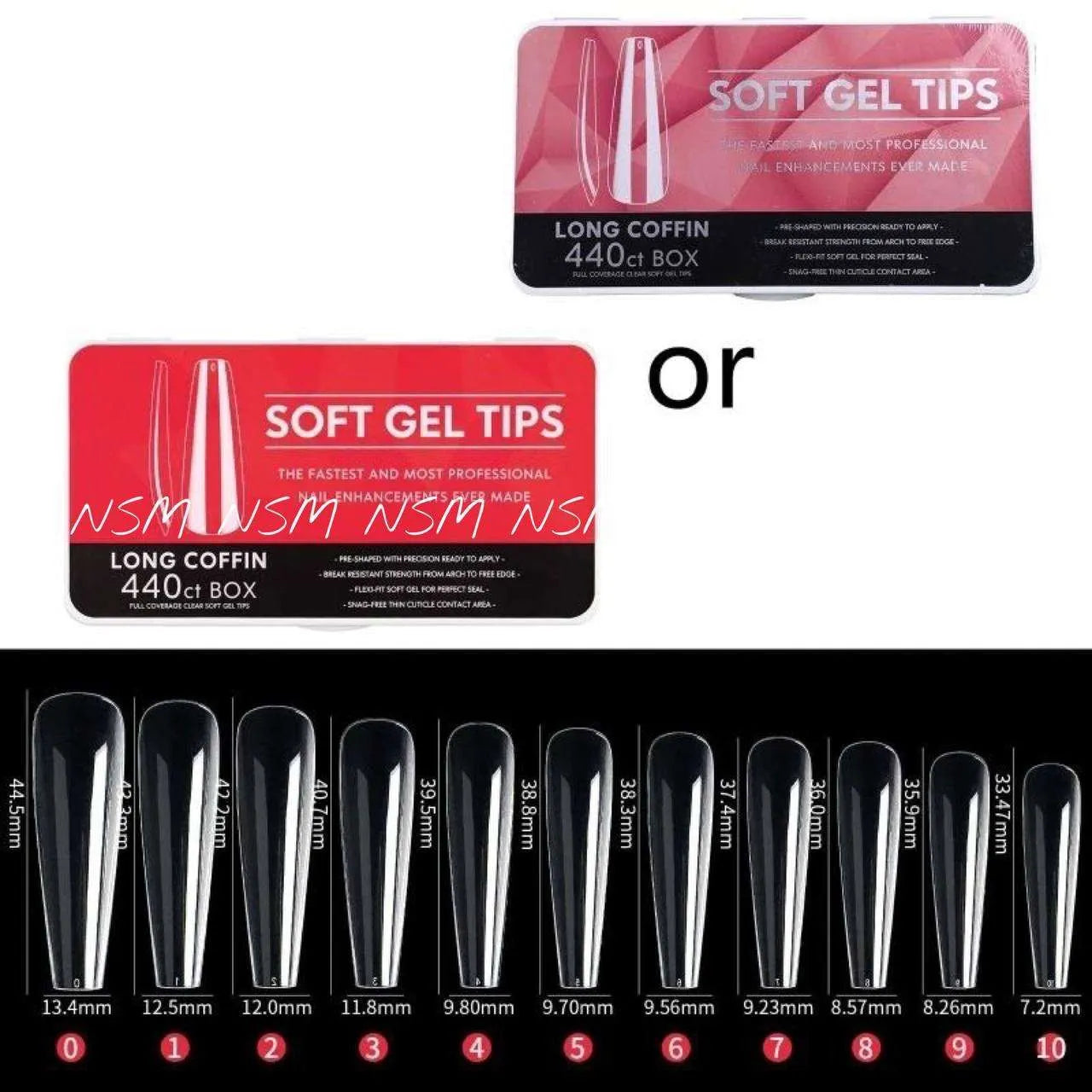 Long Coffin Soft Gel Tips Box (440 tips)