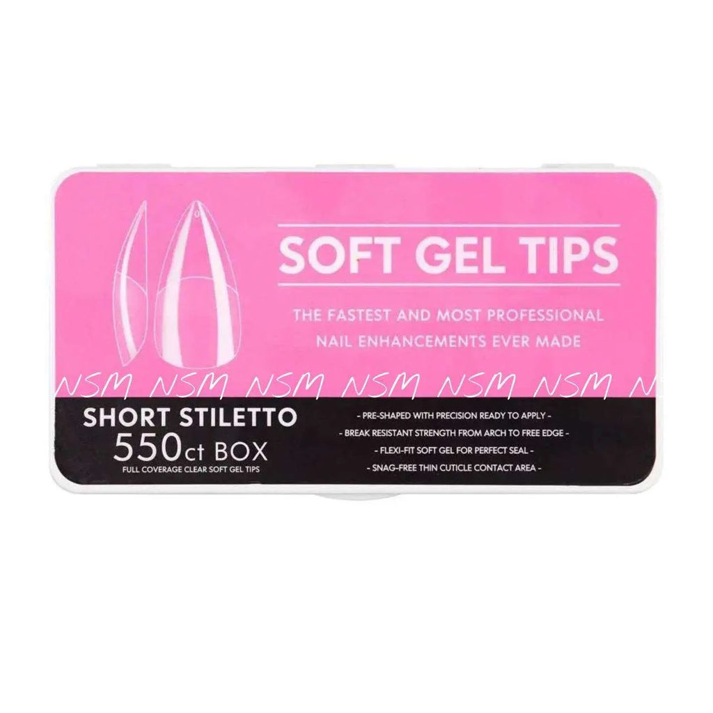 Short Medium Stiletto Soft Gel Tips Box (550 tips)