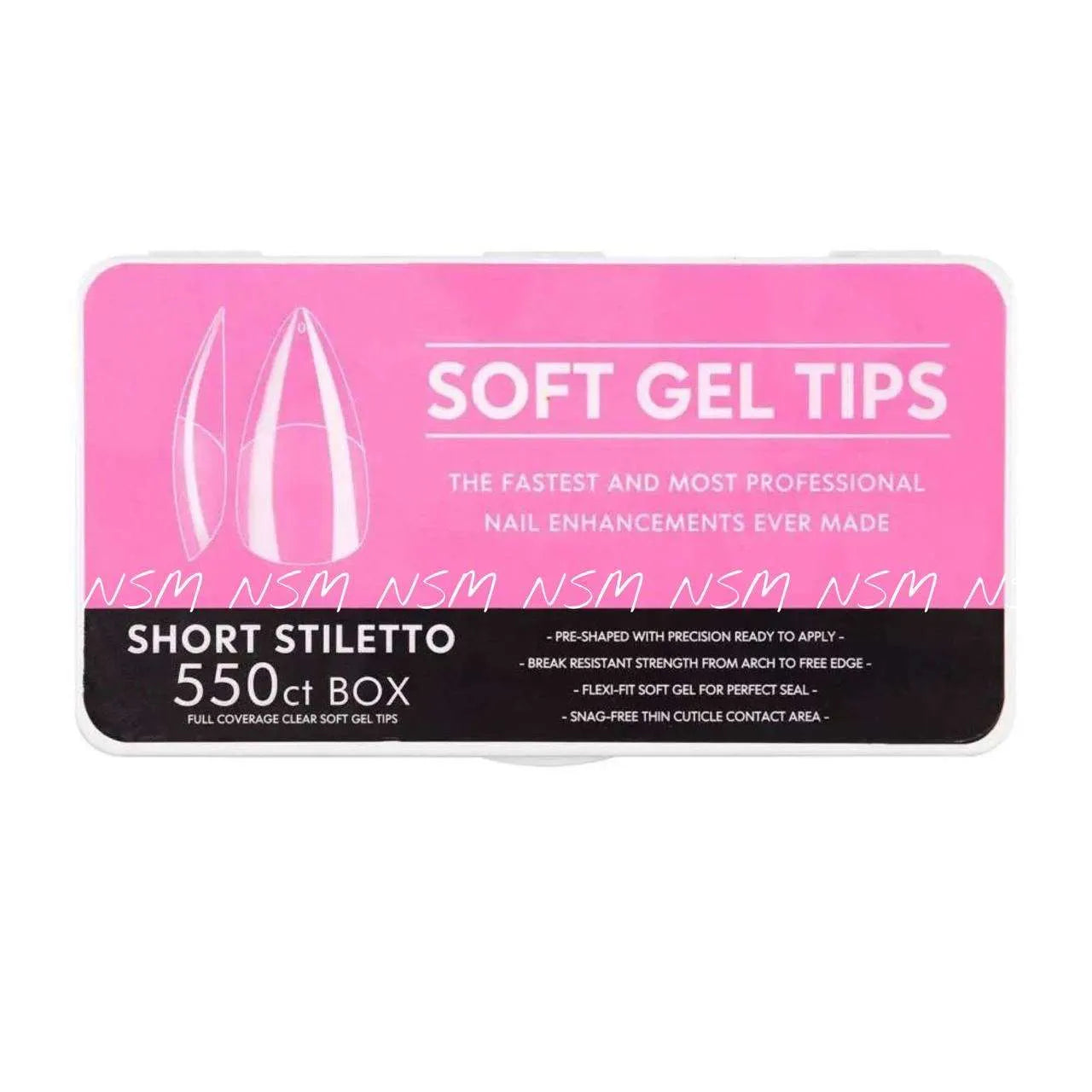 Short Medium Stiletto Soft Gel Tips Box (550 tips)