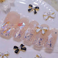 Black And White Pearl Bow Nail Charms (Pack of 10 Pcs)