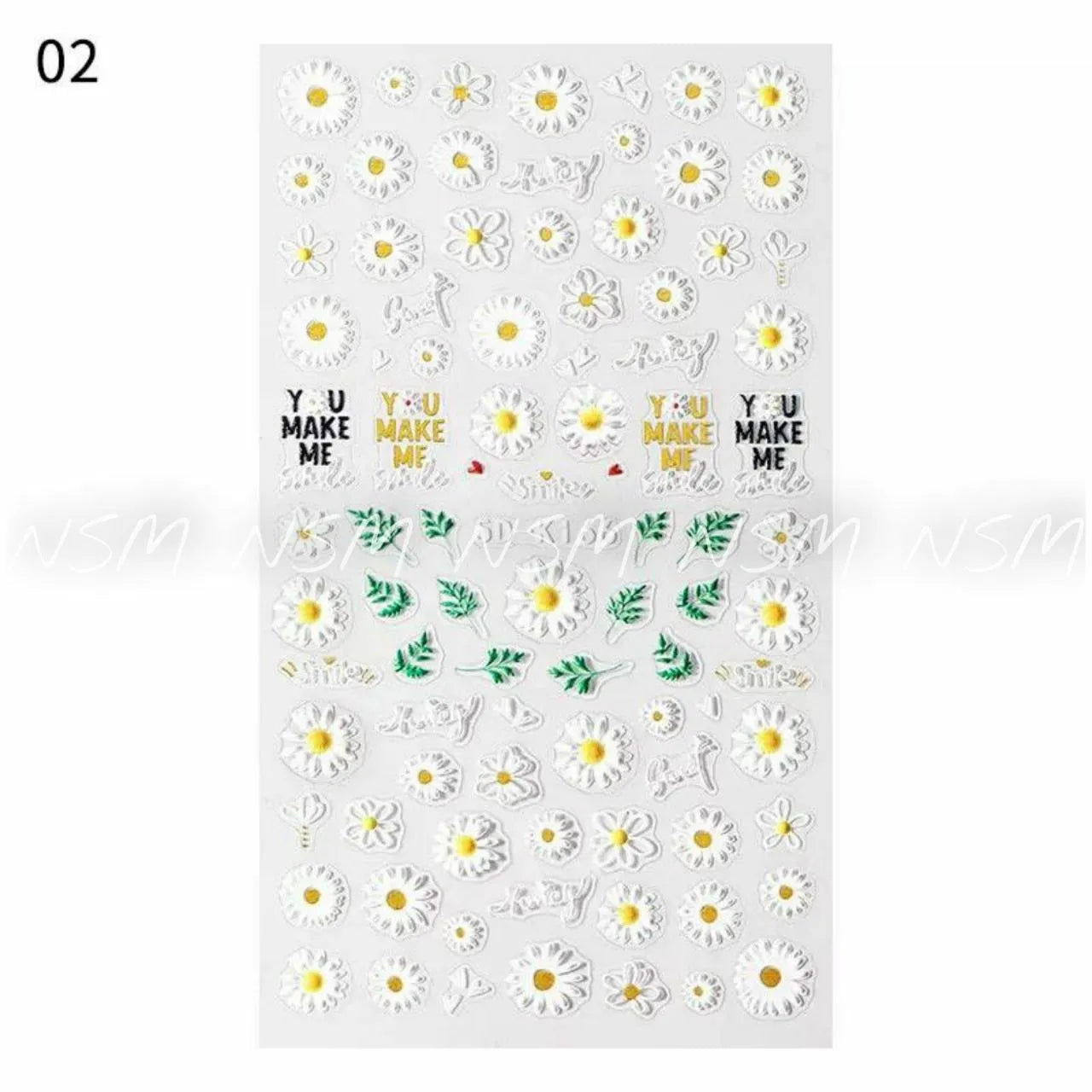 Daisy Flowers And Leaves 5D Sticker Sheets (5D - K166)