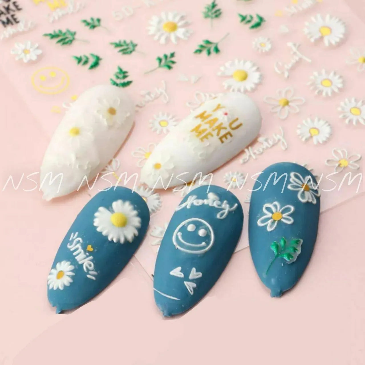 Daisy Flowers And Leaves 5D Sticker Sheets (5D - K166)