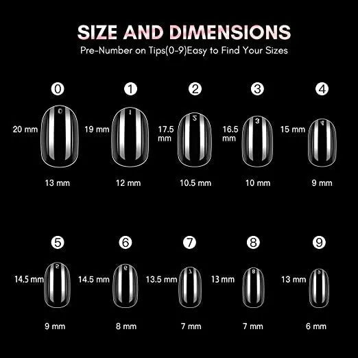 Short Oval Nail Tips (Transparent) (Pack Of 500 Pc)