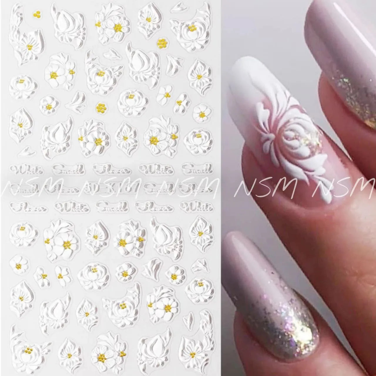 Beautiful White Flowers 5D Sticker Sheets