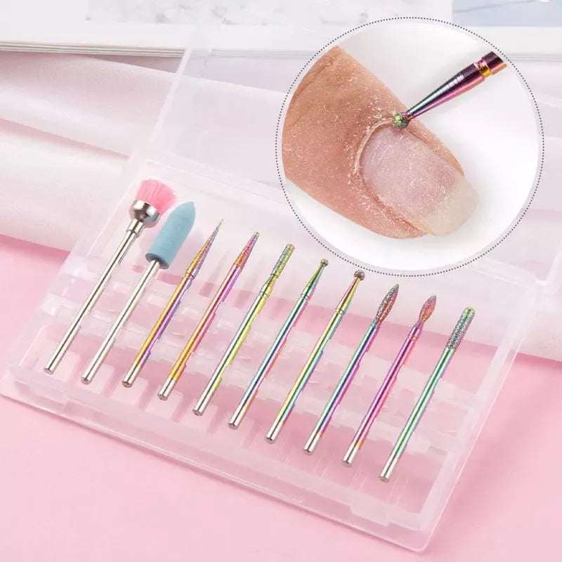 Rainbow Diamond Nail Drill Bits (10 Pcs)