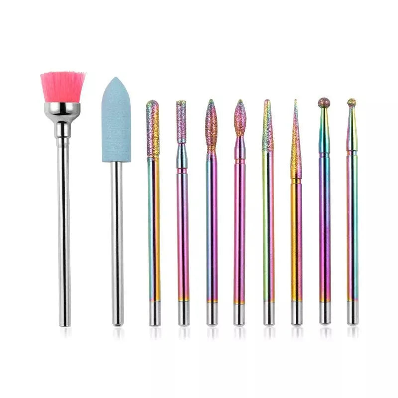 Rainbow Diamond Nail Drill Bits (10 Pcs)