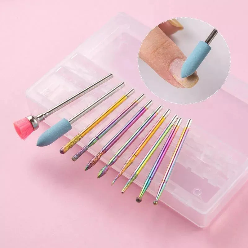 Rainbow Diamond Nail Drill Bits (10 Pcs)